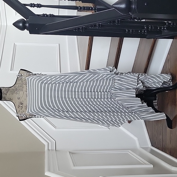 Free People Dresses & Skirts - Free People Beach Poncho Kaftan Dress Cover-Up OSFA Gray Striped Ties